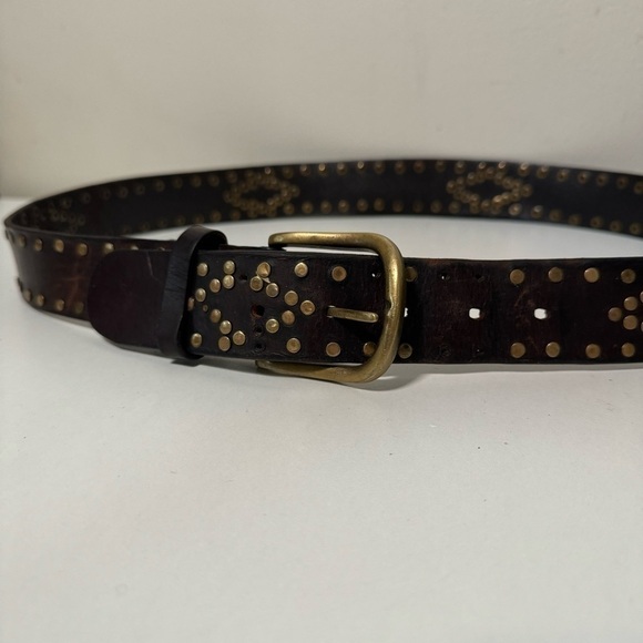 Vintage leather studded rivets belt  western boho festival - Picture 3 of 4